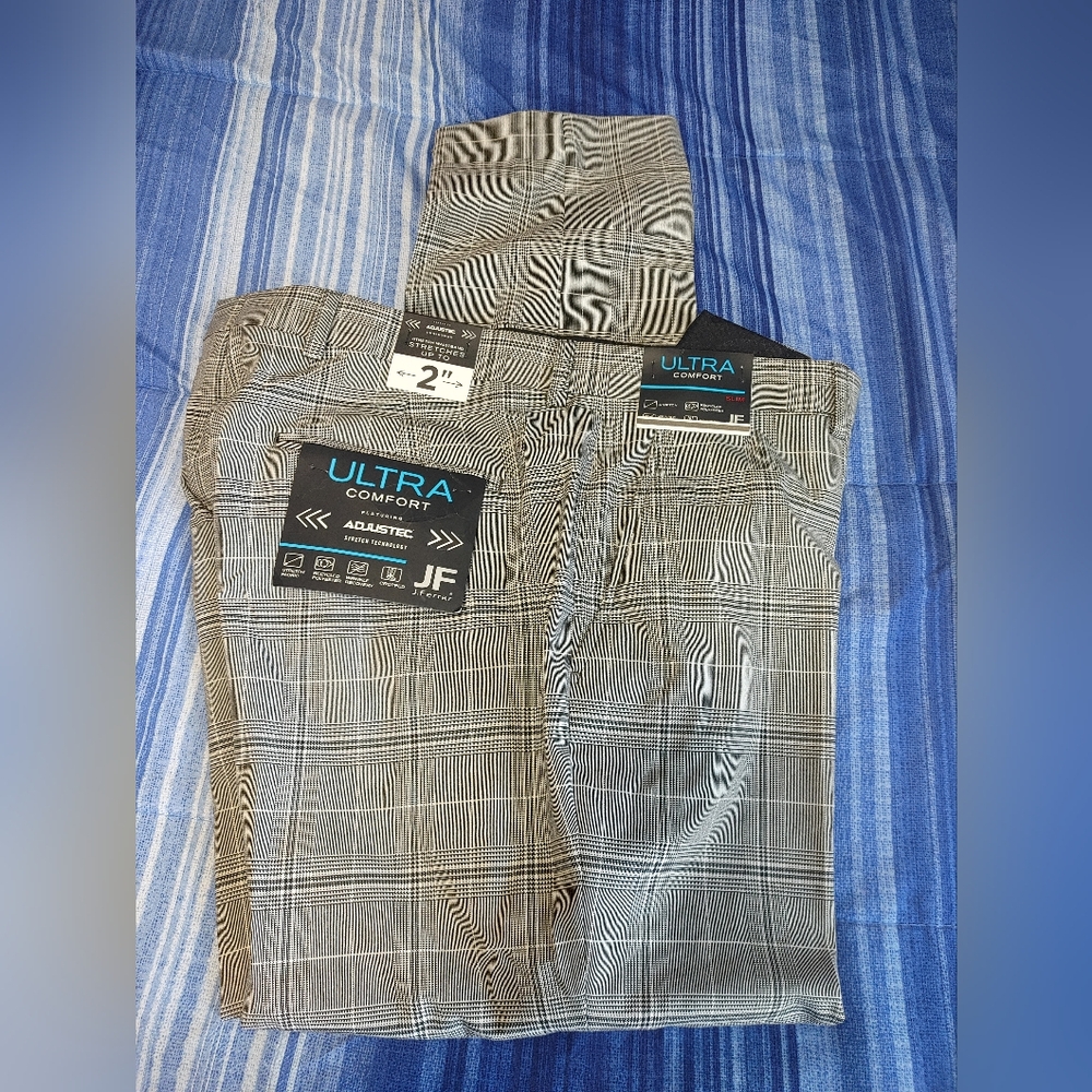 JF JFerrar Ultra Comfort Slim Fit Mens Plaid Stretch Suit Pants